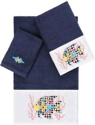 Feliz 3-Piece Embellished Towel - Midnight Blue