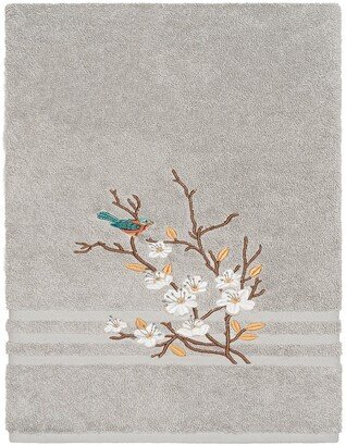 Spring Time Embellished Bath Towel - Light Grey