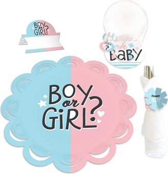 Big Dot of Happiness Baby Gender Reveal - Team Boy or Girl Party Paper Charger and Table Decorations - Chargerific Kit - Place Setting for 8