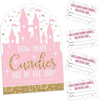 Big Dot of Happiness Little Princess Crown - How Many Candies Pink Baby Shower or Birthday Party Game - 1 Stand and 40 Cards - Candy Guessing Game