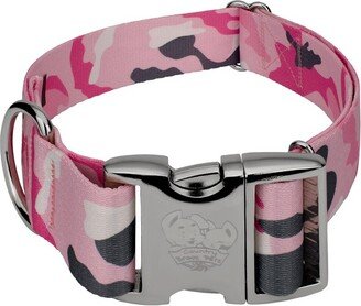 Country Brook Petz 1 1/2 Inch Premium Pink and Grey Camo Dog Collar (Extra Large)