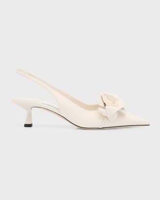 Amita Leather Flowers Slingback Pumps