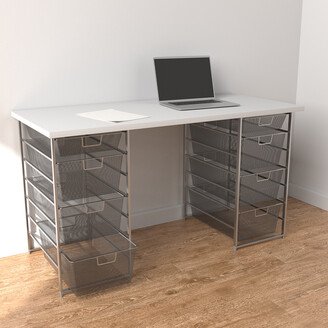 Elfa Classic Elfa Desk w/ Two Drawer Units White & Platinum