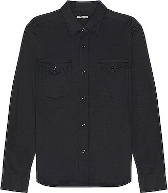 Silk Cotton Ls Shirt in Black