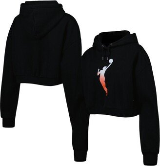 Women's The Wild Collective Black Wnba Logowoman Cropped Pullover Hoodie