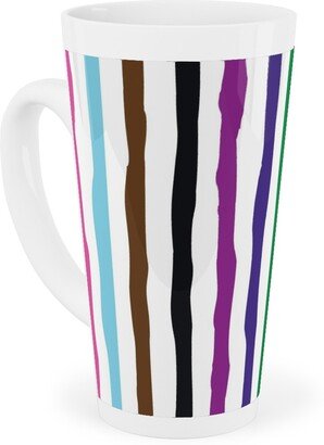 Mugs: Wonky Stripes On White Tall Latte Mug, 17Oz, Multicolor
