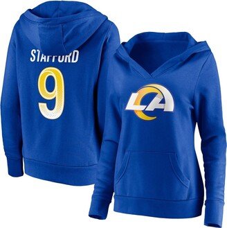 Women's Branded Matthew Stafford Royal Los Angeles Rams Player Icon Name and Number V-Neck Pullover Hoodie