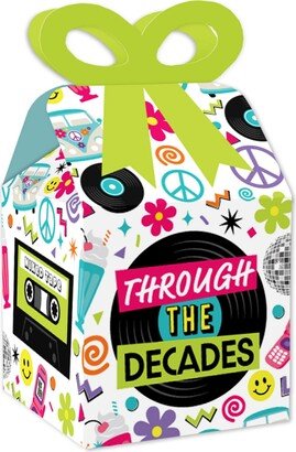 Big Dot of Happiness Through the Decades - Square Favor Gift Boxes - 50s, 60s, 70s, 80s, and 90s Party Bow Boxes - Set of 12