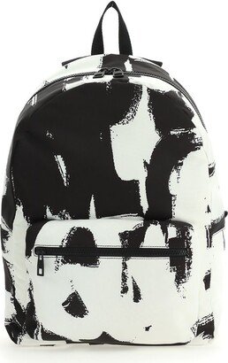 Graffiti-Printed Zipped Backpack