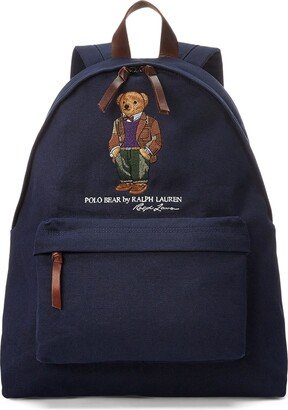 Polo Bear Canvas Backpack Backpack Navy Blue