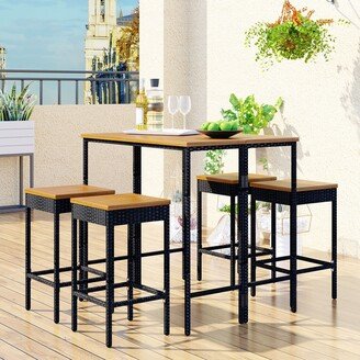 5-Piece Outdoor Patio Wicker Bar Set