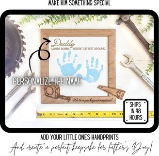 Dada First Father's Day Gift | Personalized Handprint Sign Custom For With Handprints