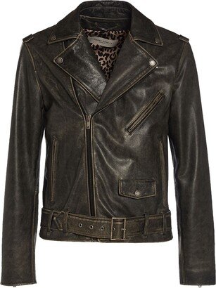 Chiodo distressed bull leather jacket