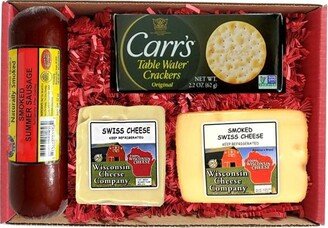 Father's Day Gift. Wisconsin Deluxe Swiss Cheese, Sausage & Cracker Gift Box, Wisconsin Cheese Company