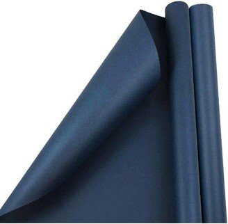 JAM Paper & Envelope JAM PAPER Navy Blue Matte Gift Wrapping Paper Rolls - 2 packs of 25 Sq. Ft.