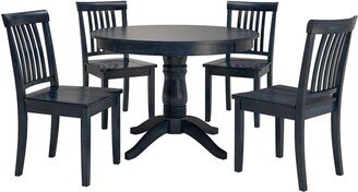 Wilmington II Round Pedestal Base Antique Dark Denim 5-Piece Dining Set by Classic