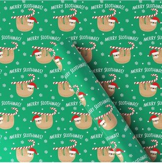 50 sq ft Sloths Christmas Gift Wrap Green - Wondershop™