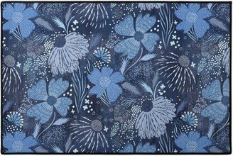 Door Mats: Shibori Flower Abundance - Blue Door Mat, Blue