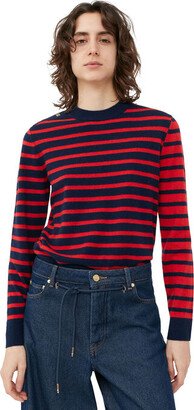 Striped Cashmere O-Neck Pullover