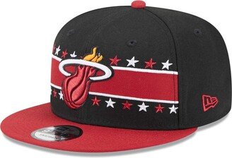 Men's Black Miami Heat Banded Stars 9FIFTY Snapback Hat