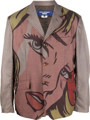 Graphic-Print Single-Breasted Blazer-AD