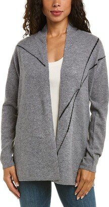 Intarsia Moving Line Drape Neck Cashmere Cardigan