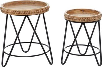 Set of 2 Modern Metal Accent Tables Brown - Olivia & May