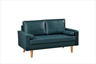 Rumaisa 57.9'' Vegan Leather Square Arm Loveseat