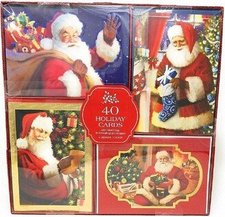 40 Traditional Festive Holiday Cards with Matching Self-Sealing Envelopes - Santa