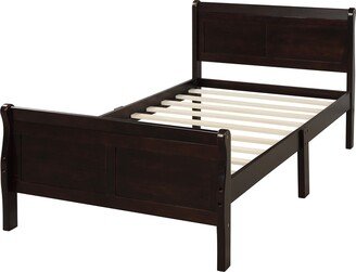 Wood Platform Bed Twin Bed Frame Mattress Foundation with Headboard