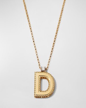 Princess 18K Yellow Gold Diamond Initial Necklace, D