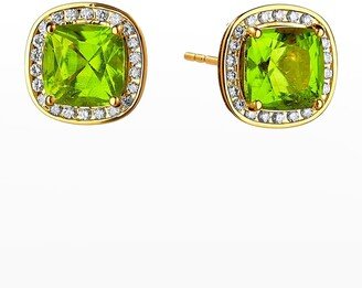 Syna 18k Yellow Gold Peridot & Diamond Stud Earrings