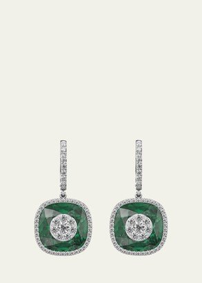 Bhansali 18k White Gold 13mm Cushion-Cut Drop Earrings w/ Diamonds