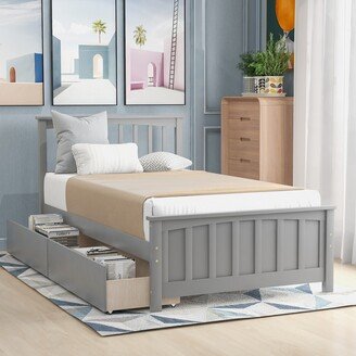 Twin size Platform Bed with Two Drawers-AB