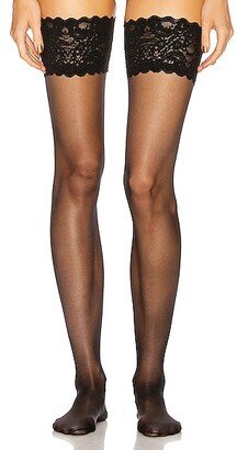 Satin Touch 20 Stay Up Tights in Black