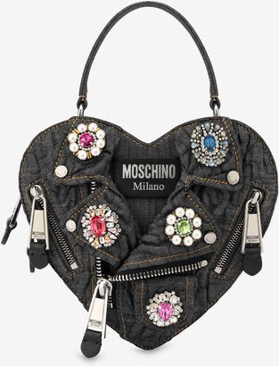 Jewels Heart Denim Biker Bag