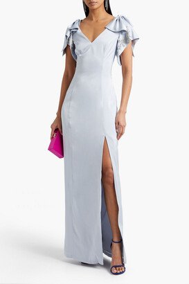 Embellished satin-crepe gown