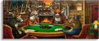 Deer Animals Playing Poker Table Cabin Lodge