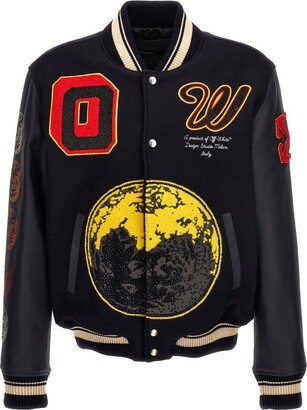 Patch Detailed Long-Sleeved Bomber Jacket