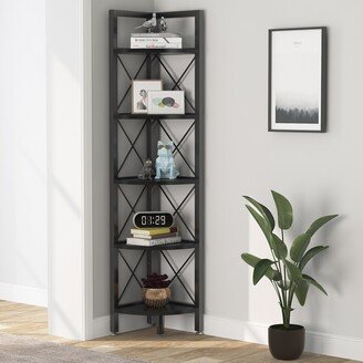 Tribesigns Corner Shelves, 5 Tier Corner Bookshelf and Bookcase Indoor Plant Stand