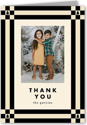 Thank You Cards: Checkered Tree Thank You Card, Black, 3X5, Matte, Folded Smooth Cardstock