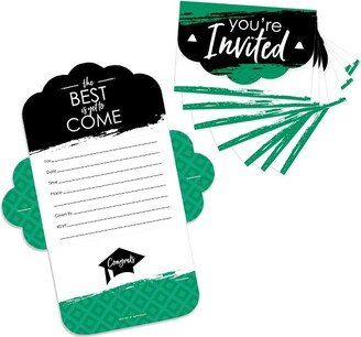 Big Dot of Happiness Green Grad - Best is Yet to Come - Fill-In Cards - Green Graduation Party Fold and Send Invitations - Set of 8