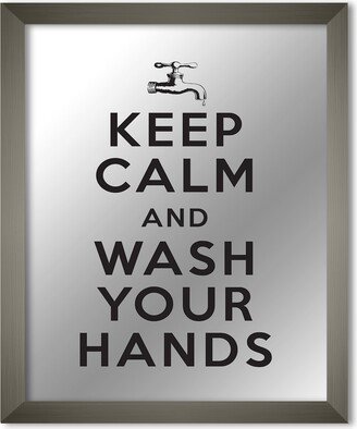 Keep Calm Wash Hands Bathroom Gray Framed Mirror, 11 x 14