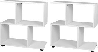 2 PCS 2-Tier Bookshelf S Shaped Bookcase Storage Rack Display - See Details