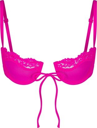 Summer Mesh Lace Balconette Bra | Fuchsia