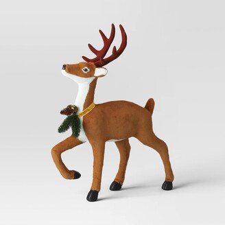 17 Flocked Deer with Greenery Animal Christmas Sculpture - Wondershop™ Brown