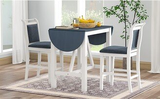 3-Piece Drop Leaf Dining Table Set with 2 Upholstered Dining Chairs