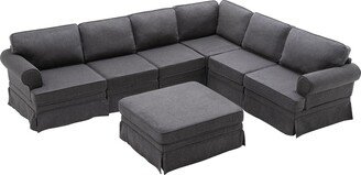 Rasoo Upholstered Modular Sofa Collection,Sectional Couch with removable Ottoman for Living Room, comfy high density foam cushions