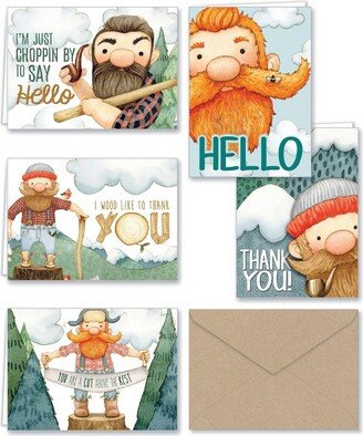 Paper Frenzy Lumberjack Thank You and General Note Cards & Kraft Envelopes - 25 pack