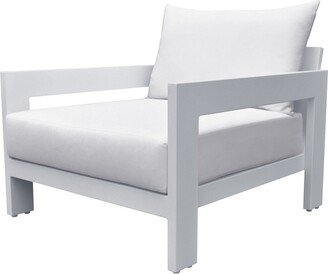 Dex 30 Inch Aluminum Outdoor Lounge Chair, Loose Pillow Back, Off White